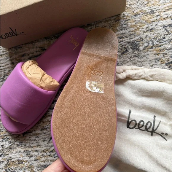 New Beek Puffbird lilac Slide Sandals leather size 9 - Picture 4 of 5